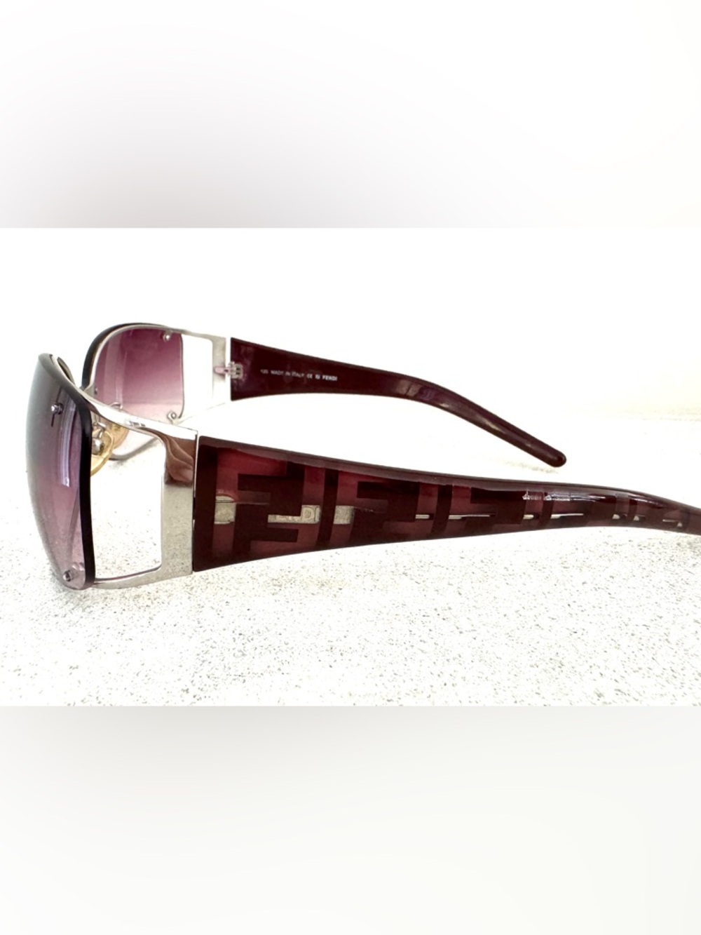 FENDI Cutout Temple Rimless Sunglasses Burgundy FS372AF Unisex
